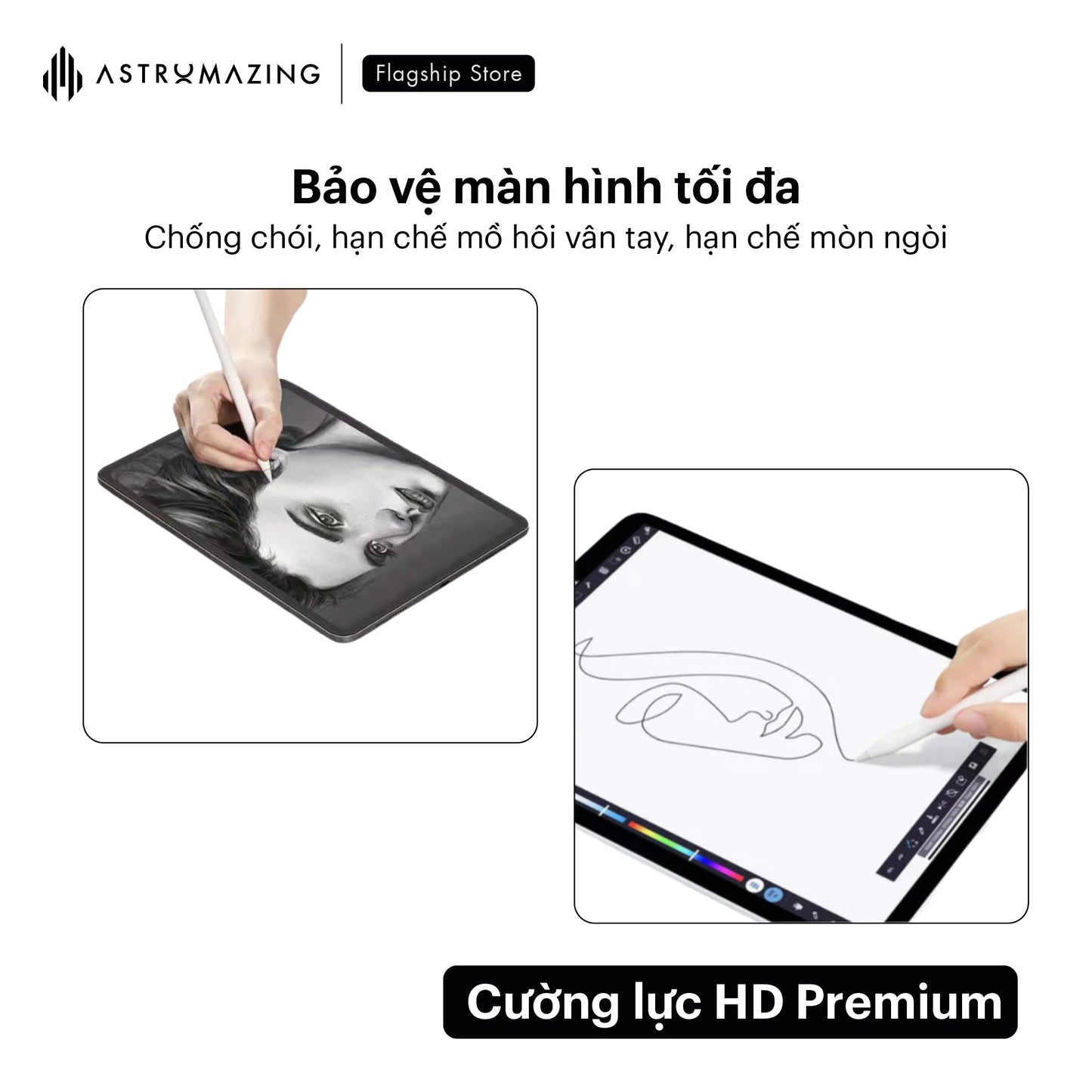 Kính cường lực iPad khung tự dán HD Premium, chất lượng Nhật Bản
