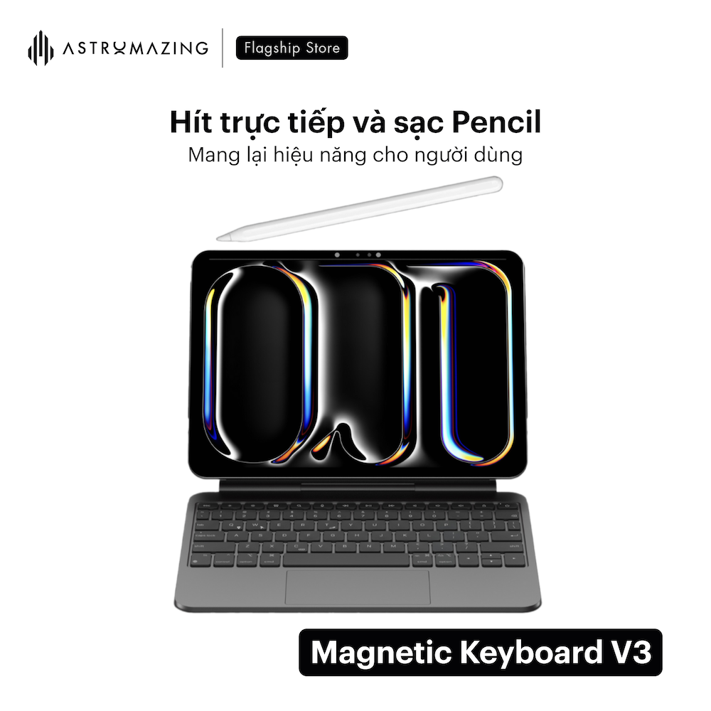 Bao da bàn phím iPad Magic Keyboard V3 bluetooth 5.2 siêu nhạy