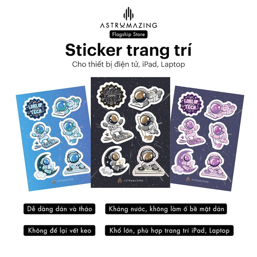 Sticker AstroMazing dòng cao cấp không để lại vết keo