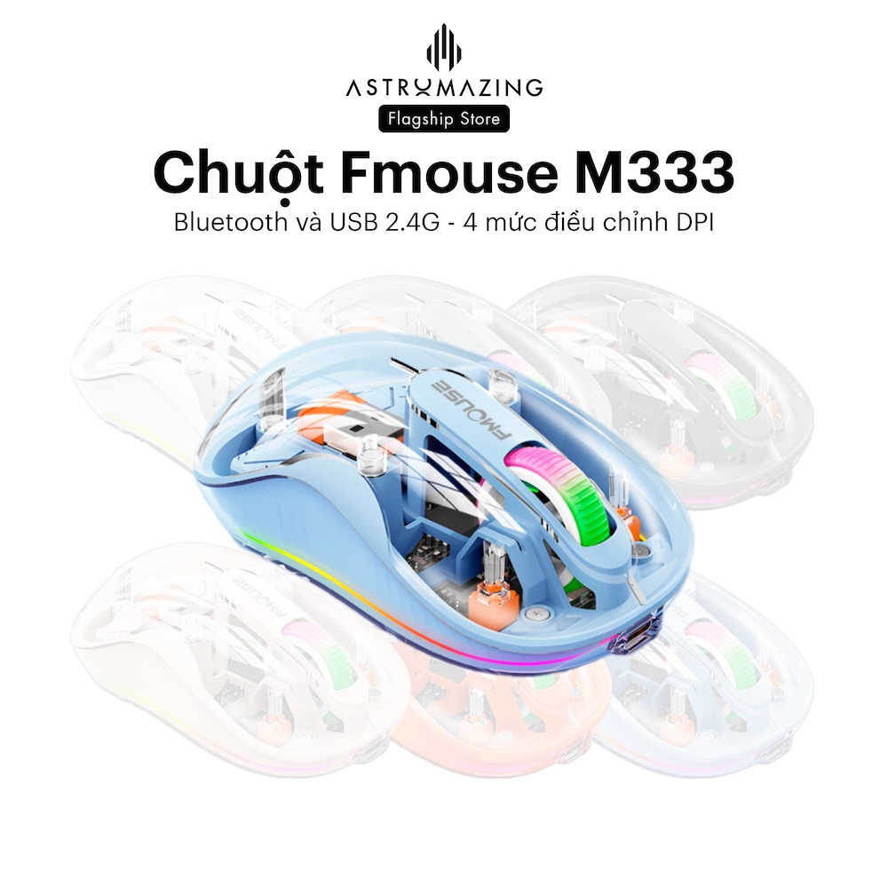 Chuột Bluetooth FMouse M333 trong suốt cho mọi thiết bị