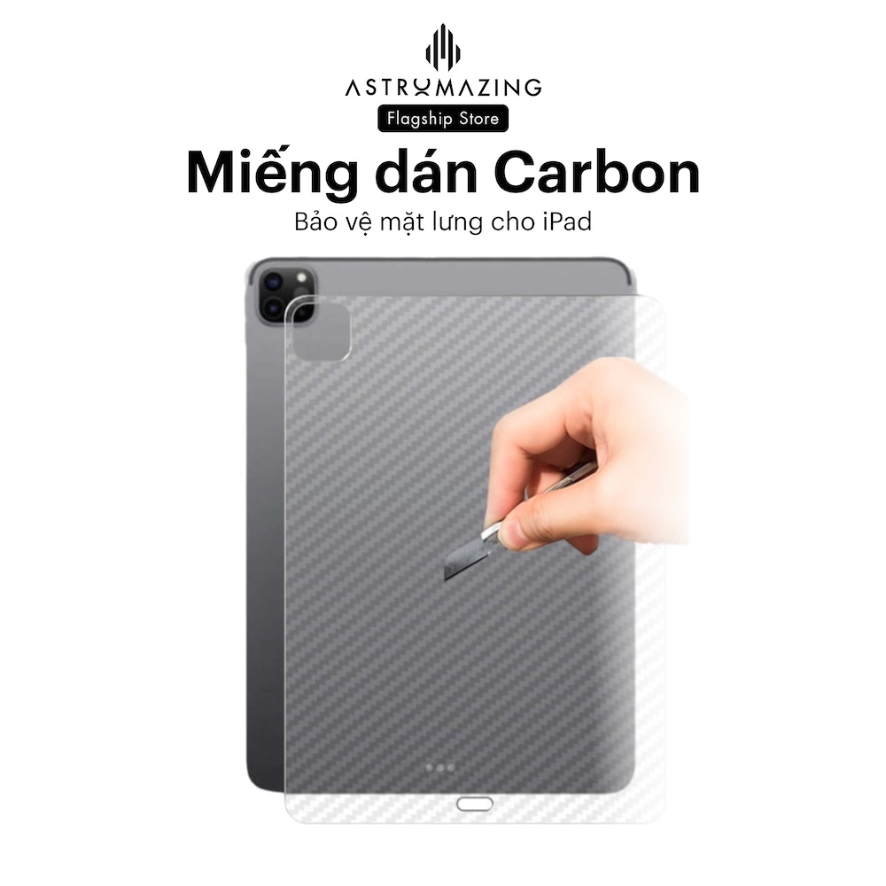 Miếng dán iPad Carbon bảo vệ mặt lưng, chống bám vân tay