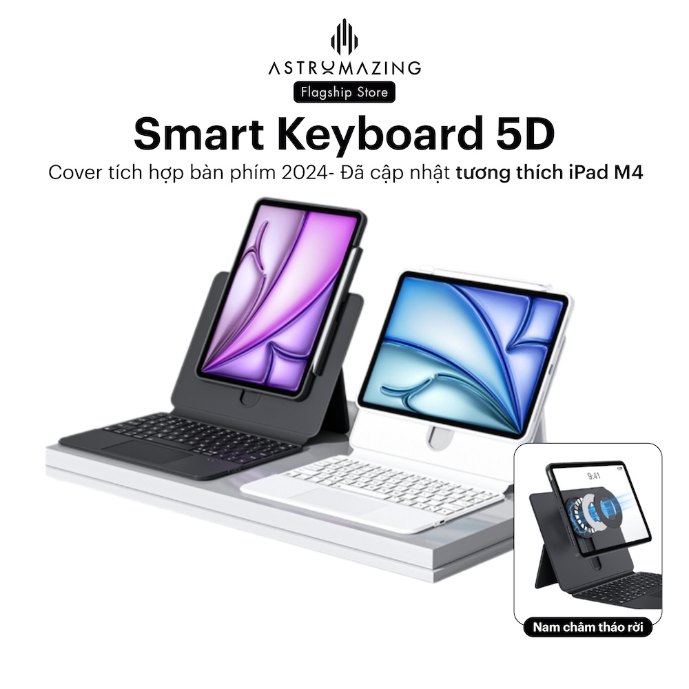 Ốp lưng iPad có bàn phím Fusion X 5D xoay 360, tuỳ chỉnh độ cao