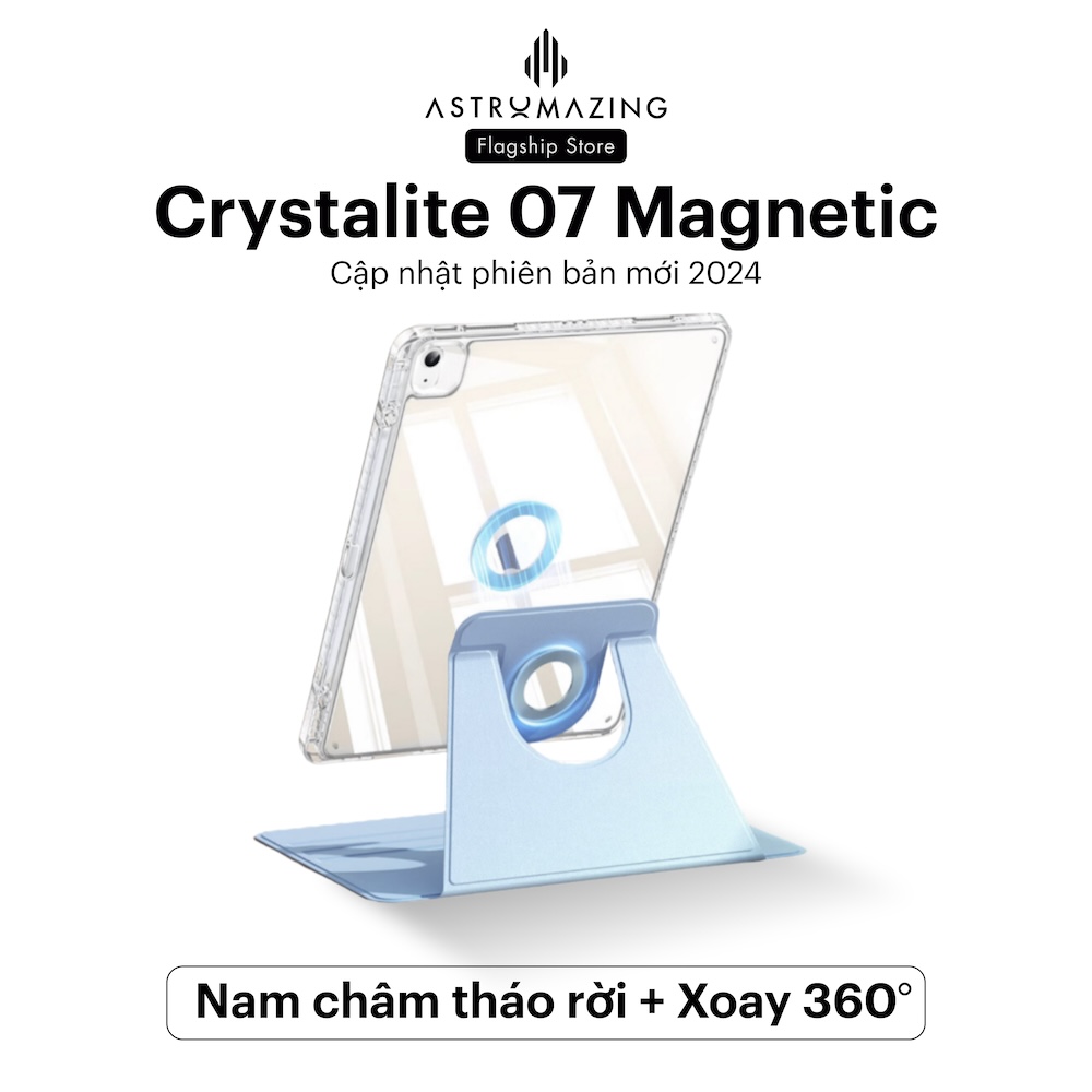 Bao da iPad giá đỡ xoay 360 Crystalite 07 ốp viền trong suốt