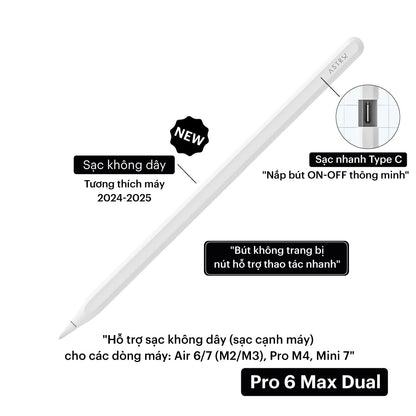 Bút cảm ứng iPad Pencil Pro 6 cho Air 4/5/6/7, Mini 6/7, Gen 10/11