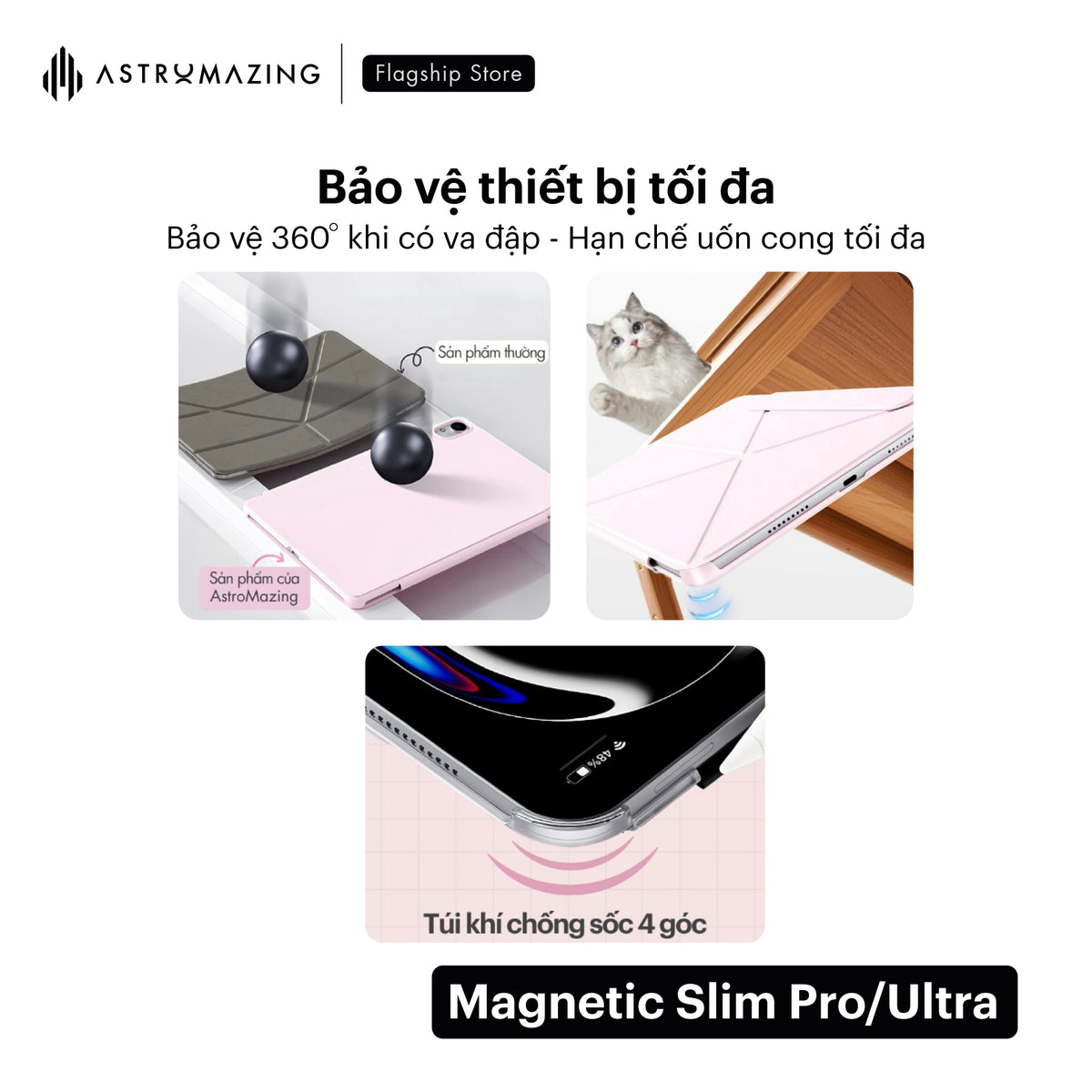 Bao da nam châm iPad Magnetic Slim Pro/Ultra gia cố viền siêu mỏng nhẹ cho iPad
