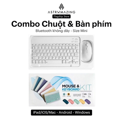 Combo bàn phím và chuột pin bluetooth pastel