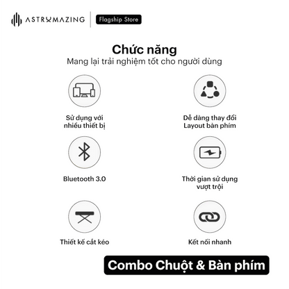 Combo bàn phím và chuột pin bluetooth pastel