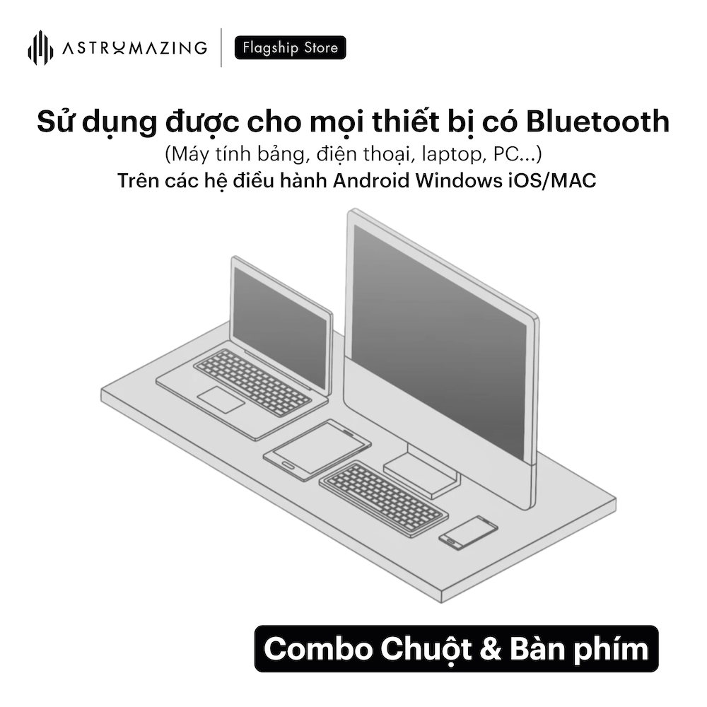 Combo bàn phím và chuột pin bluetooth pastel