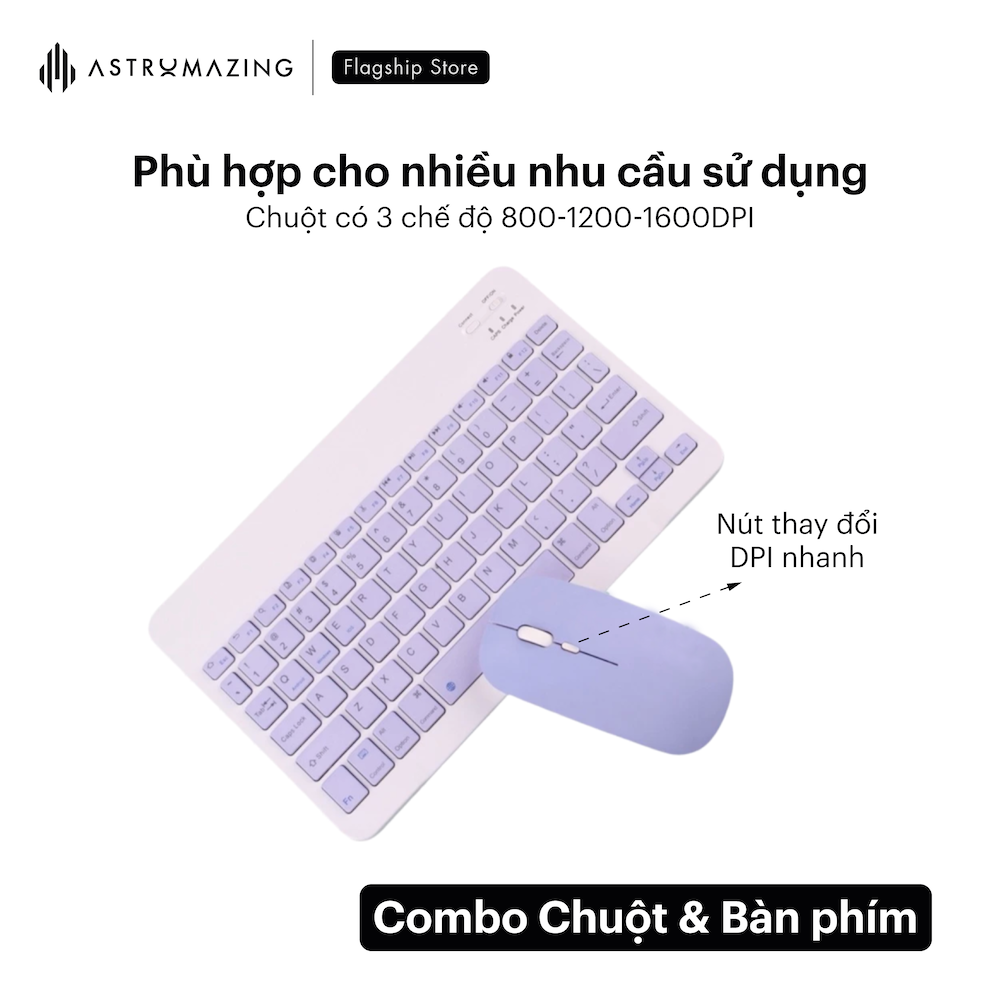 Combo bàn phím và chuột pin bluetooth pastel