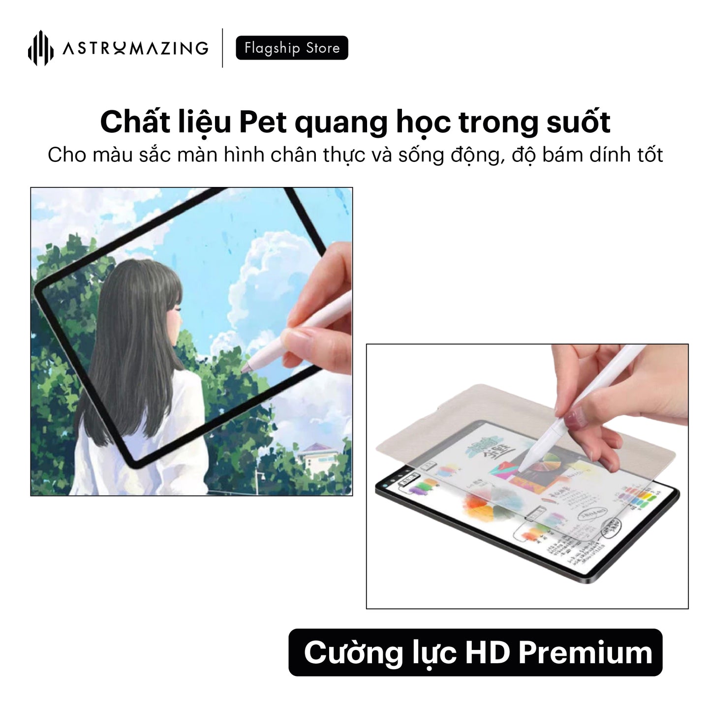 Kính cường lực iPad khung tự dán HD Premium, chất lượng Nhật Bản