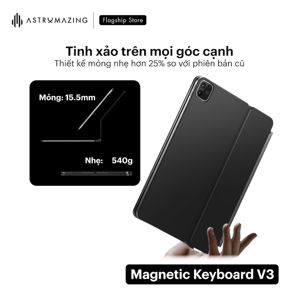 Bao da bàn phím iPad Magic Keyboard V3 bluetooth 5.2 siêu nhạy