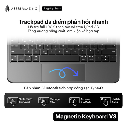 Bao da bàn phím iPad Magic Keyboard V3 bluetooth 5.2 siêu nhạy