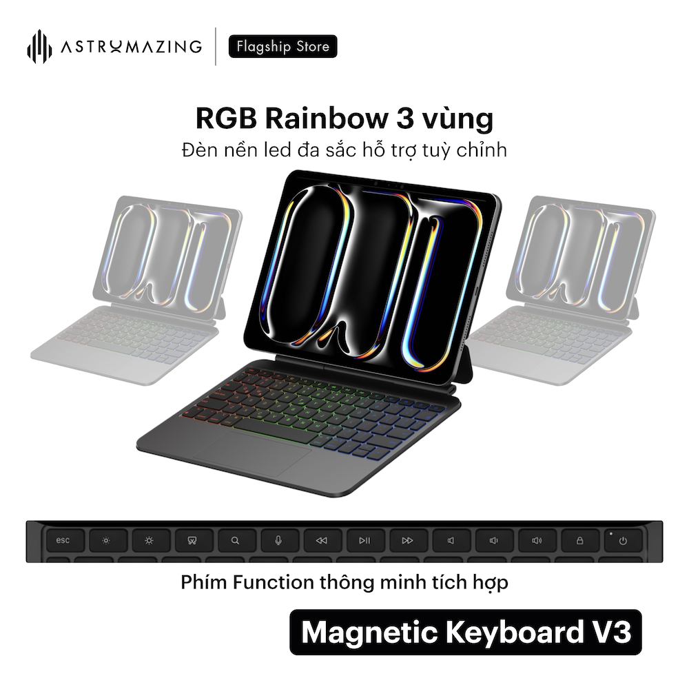 Bao da bàn phím iPad Magic Keyboard V3 bluetooth 5.2 siêu nhạy