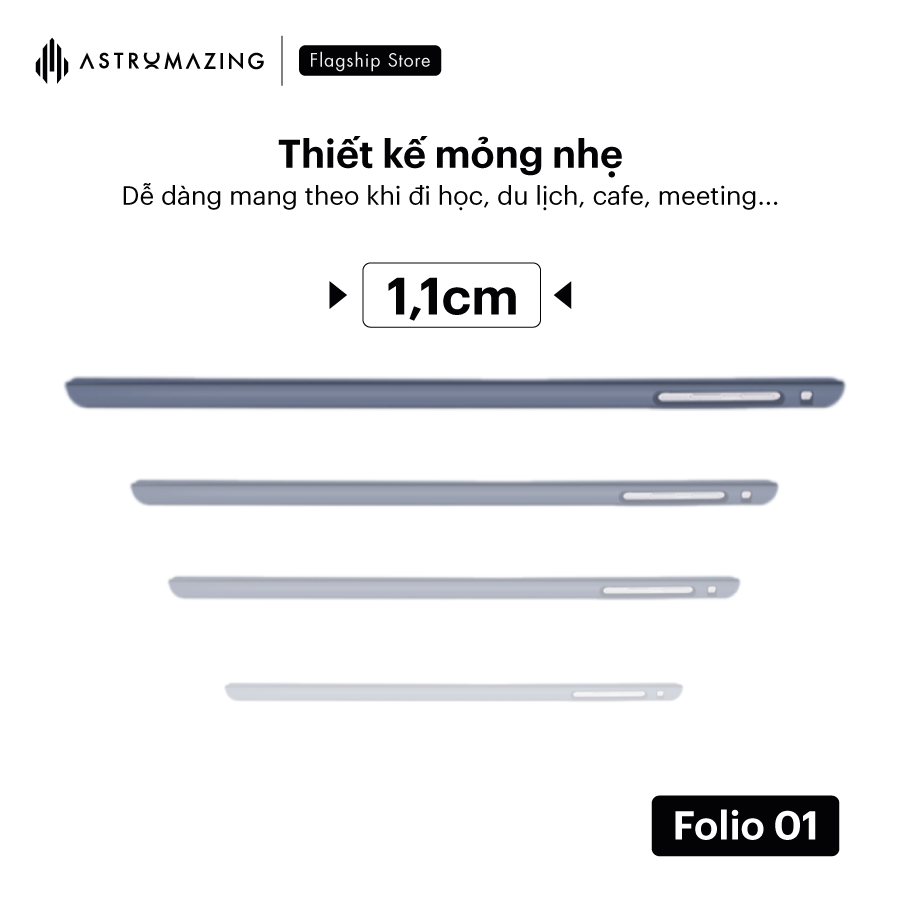 Bao da iPad không khay bút Folio 01 thiết kế mỏng nhẹ
