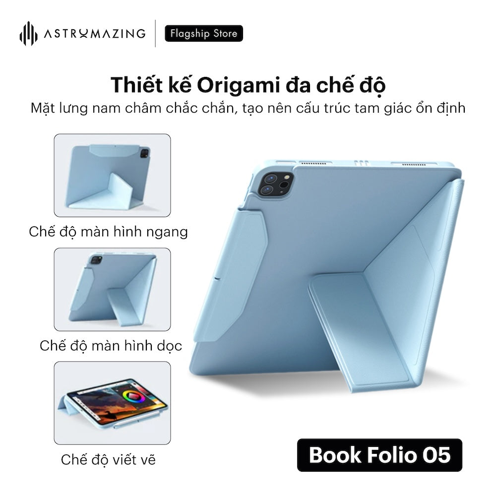 Bao da iPad Book Folio 05 Origami tích hợp nắp bảo vệ pencil