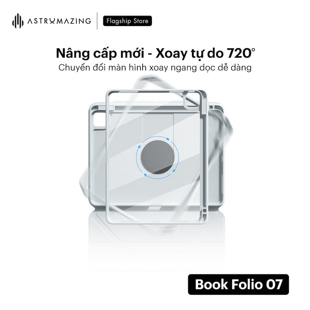 Ốp iPad AstroMazing Book Folio 07 tháo rời, xoay tự do 720 độ