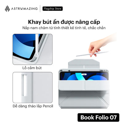 Ốp iPad AstroMazing Book Folio 07 tháo rời, xoay tự do 720 độ