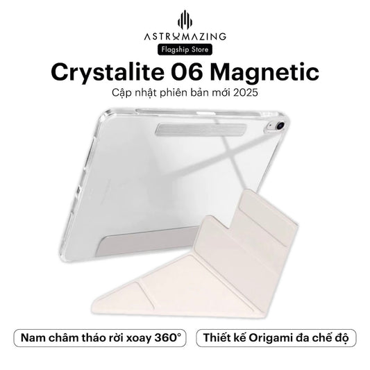 Bao da iPad Crytalite 06 Magnetic Origami tháo rời xoay 360
