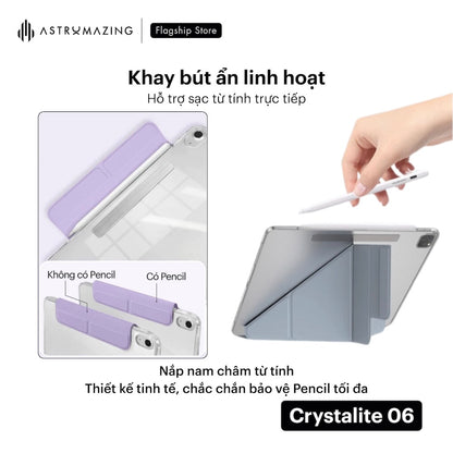 Bao da iPad Crytalite 06 Magnetic Origami tháo rời xoay 360