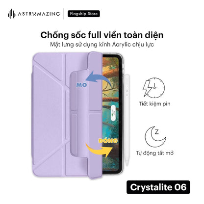 Bao da iPad Crytalite 06 Magnetic Origami tháo rời xoay 360