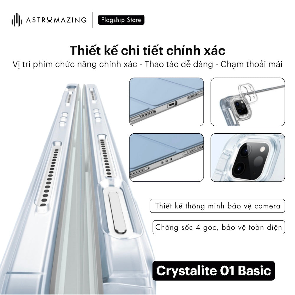 Ốp lưng iPad AstroMazing trong suốt Crystalite 01 khay bút 2.0
