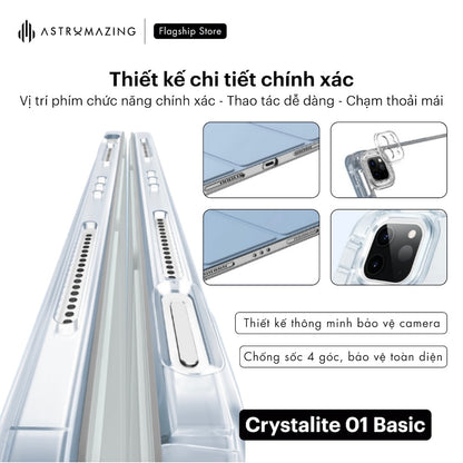 Ốp lưng iPad AstroMazing trong suốt Crystalite 01 khay bút 2.0