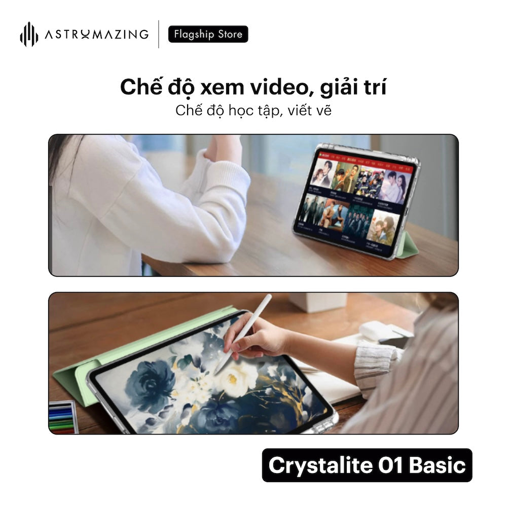 Ốp lưng iPad AstroMazing trong suốt Crystalite 01 khay bút 2.0