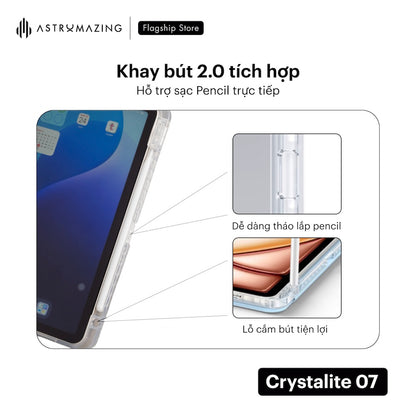 Bao da iPad giá đỡ xoay 360 Crystalite 07 ốp viền trong suốt