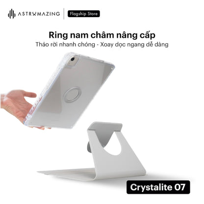 Bao da iPad giá đỡ xoay 360 Crystalite 07 ốp viền trong suốt