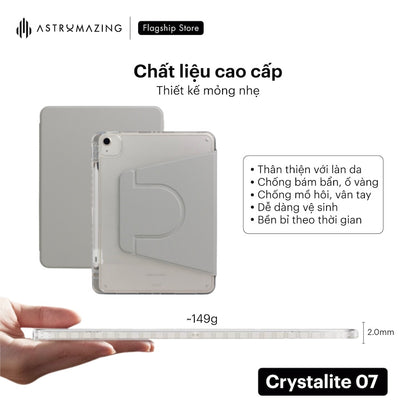 Bao da iPad giá đỡ xoay 360 Crystalite 07 ốp viền trong suốt