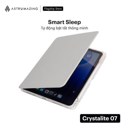 Bao da iPad giá đỡ xoay 360 Crystalite 07 ốp viền trong suốt