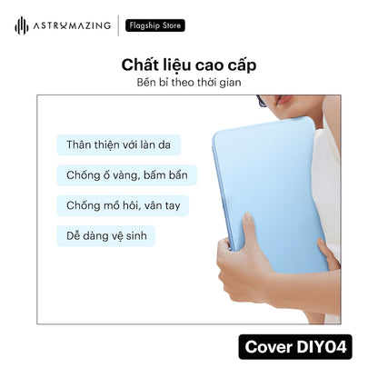Bao da iPad DIY04 xoay 360, tháo rời nam châm, có khay bút