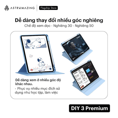 Ốp lưng iPad xoay 360 AstroMazing DIY3 viền khay bút chống sốc