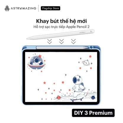Ốp lưng iPad xoay 360 AstroMazing DIY3 viền khay bút chống sốc