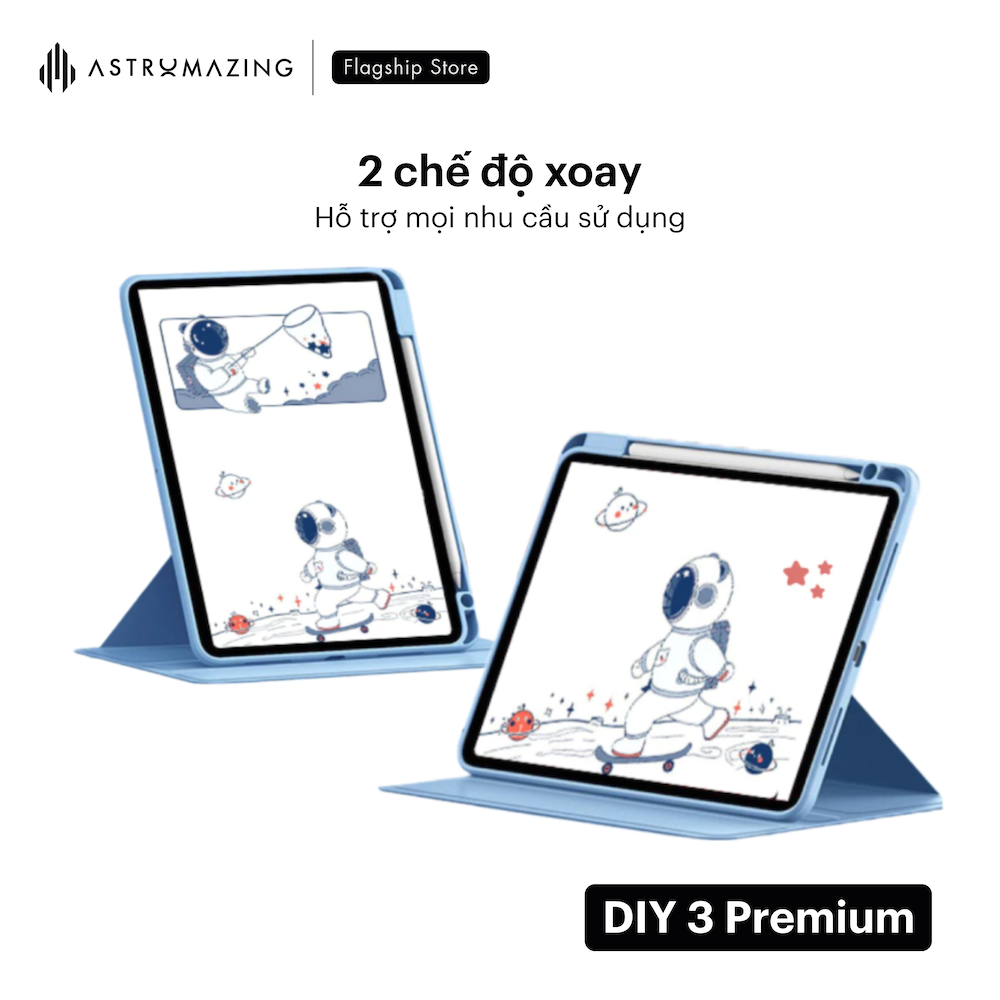 Ốp lưng iPad xoay 360 AstroMazing DIY3 viền khay bút chống sốc