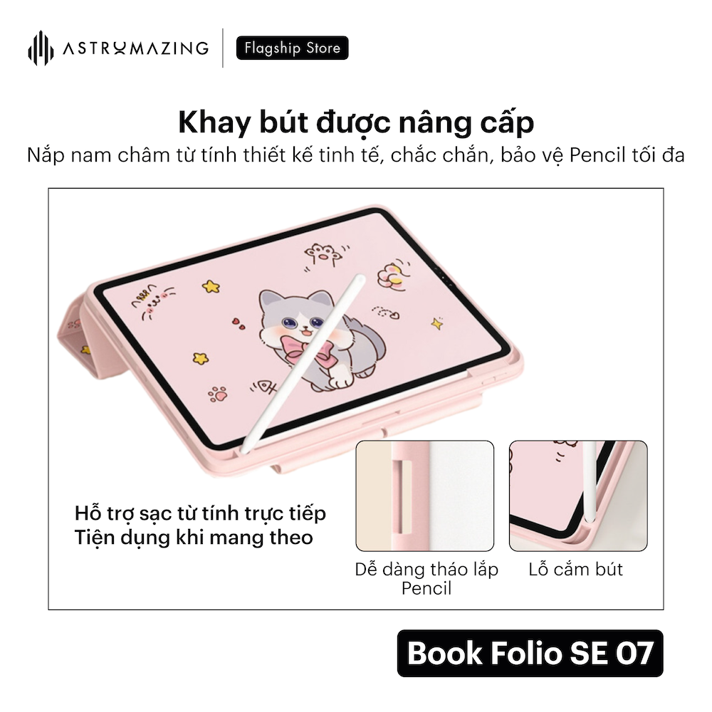 Ốp iPad in hoạ tiết Book Folio 07SE Origami tháo rời nam châm