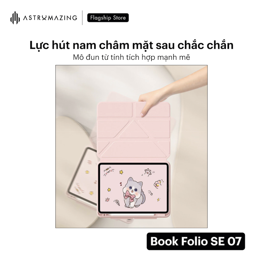 Ốp iPad in hoạ tiết Book Folio 07SE Origami tháo rời nam châm