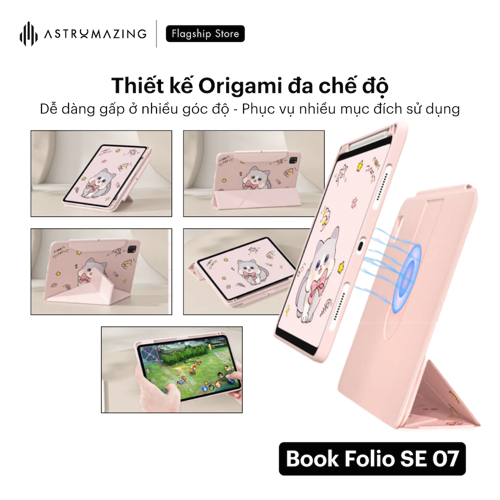 Ốp iPad in hoạ tiết Book Folio 07SE Origami tháo rời nam châm