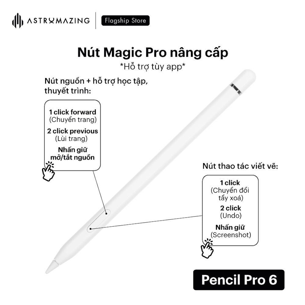 Bút cảm ứng iPad Pencil Pro 6 cho Air 4/5/6/7, Mini 6/7, Gen 10/11