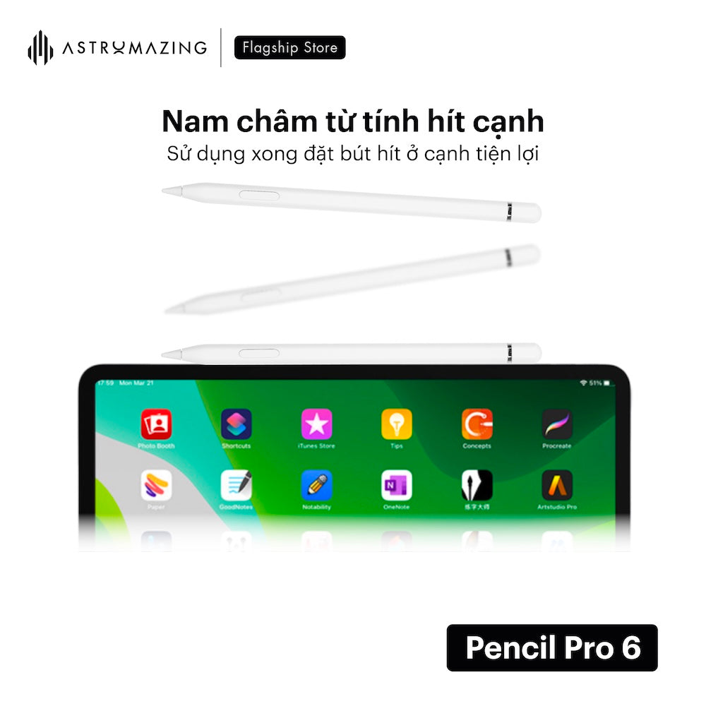 Bút cảm ứng iPad Pencil Pro 6 cho Air 4/5/6/7, Mini 6/7, Gen 10/11