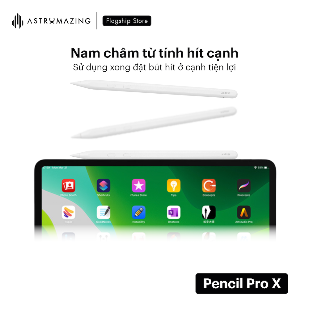 Bút cảm ứng iPad AstroMazing Pencil Pro X 2 nút bấm đa nhiệm