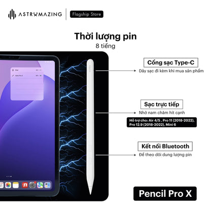 Bút cảm ứng iPad AstroMazing Pencil Pro X 2 nút bấm đa nhiệm