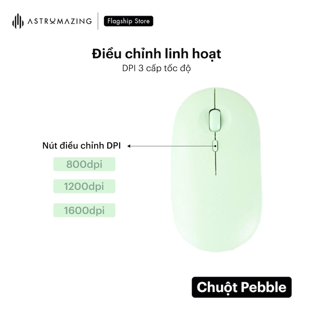 Chuột không dây Pebble Mouse bluetooth 5.0 & USB 2.4G