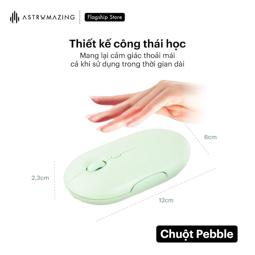 Chuột không dây Pebble Mouse bluetooth 5.0 & USB 2.4G
