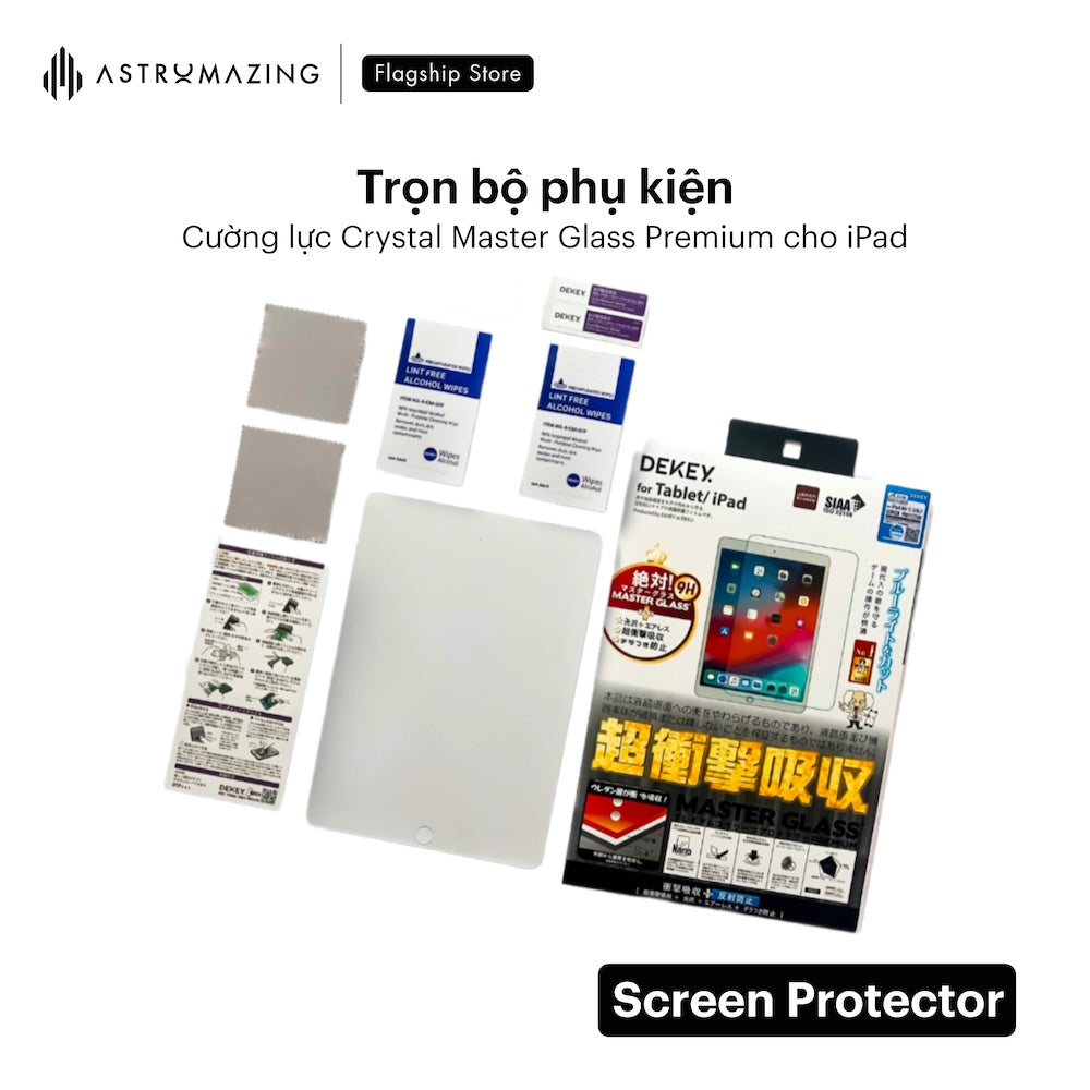 Kính cường lực iPad DEKEY độ cứng 9H, chống trầy siêu nét