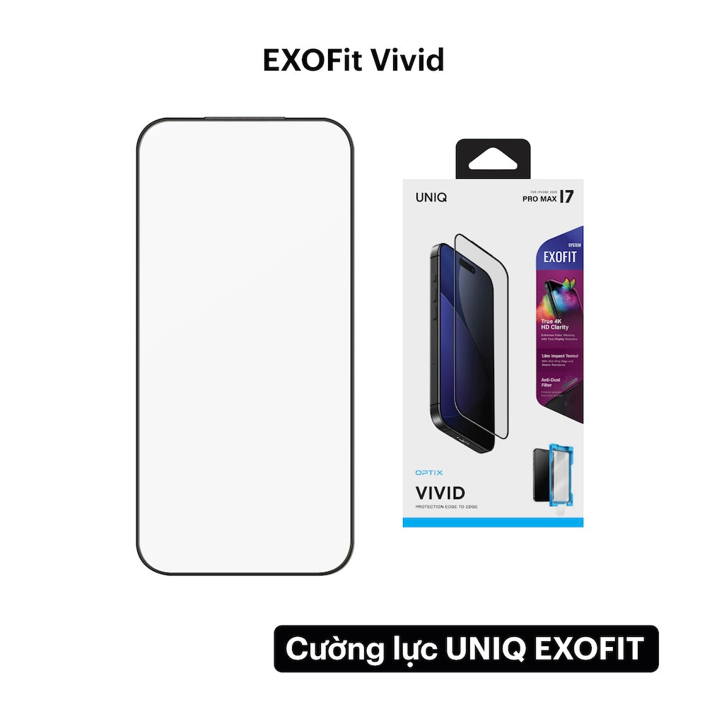 Cường lực khung tự dán iPhone 17 UNIQ Optix ExoFit 9H
