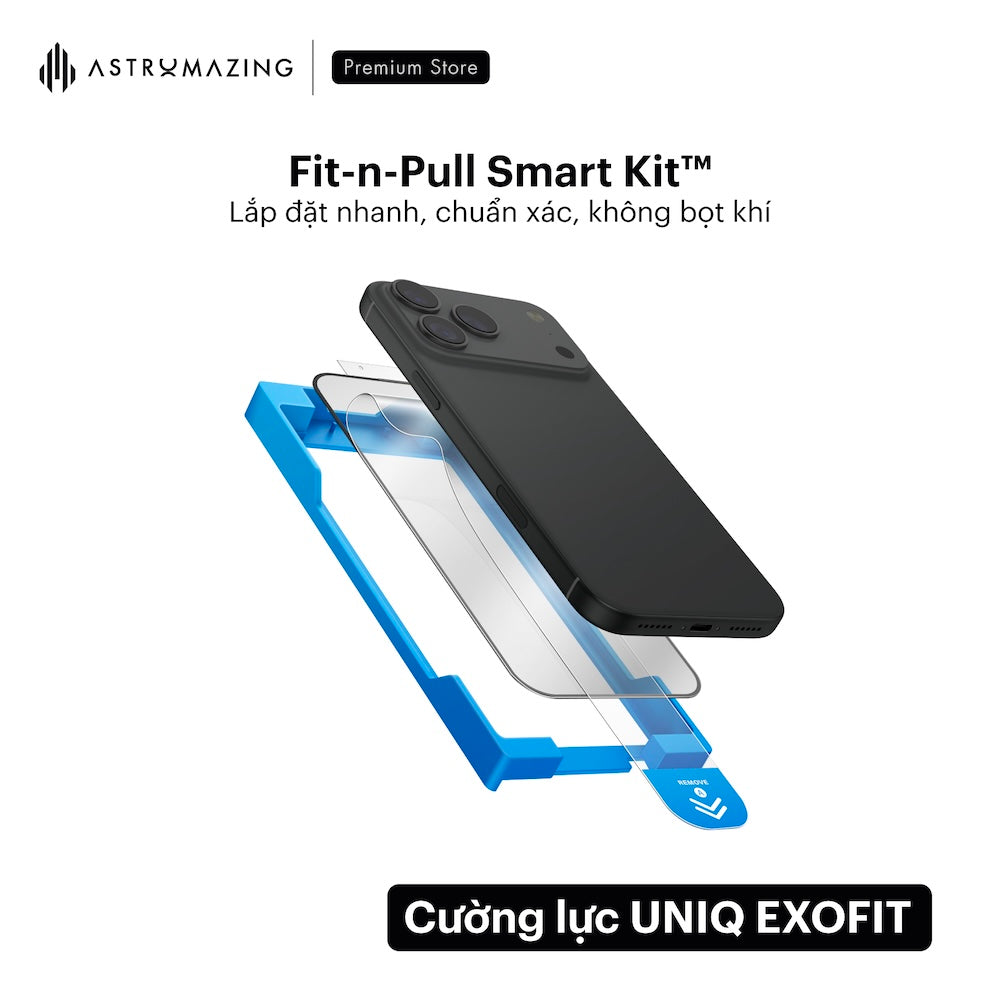 Cường lực khung tự dán iPhone 17 UNIQ Optix ExoFit 9H
