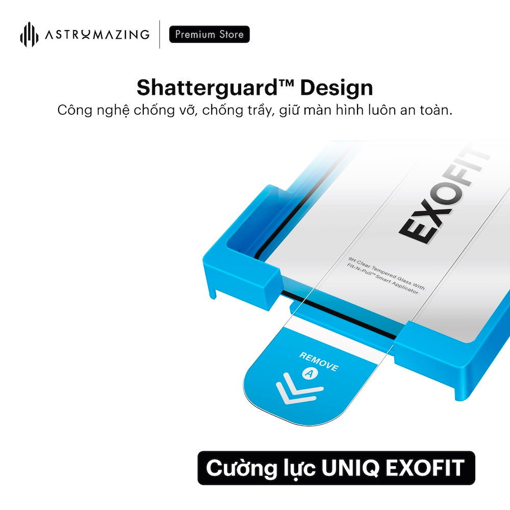 Cường lực khung tự dán iPhone 17 UNIQ Optix ExoFit 9H