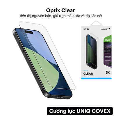 Cường Lực iPhone 17 UNIQ Optix Covex 9H, chống nhìn trộm