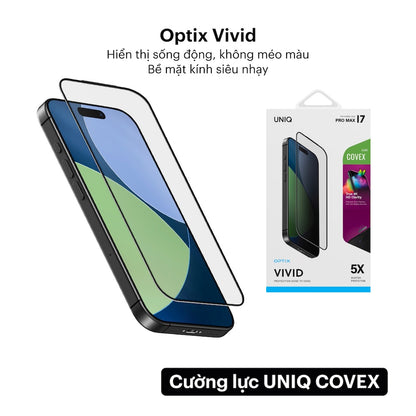 Cường Lực iPhone 17 UNIQ Optix Covex 9H, chống nhìn trộm